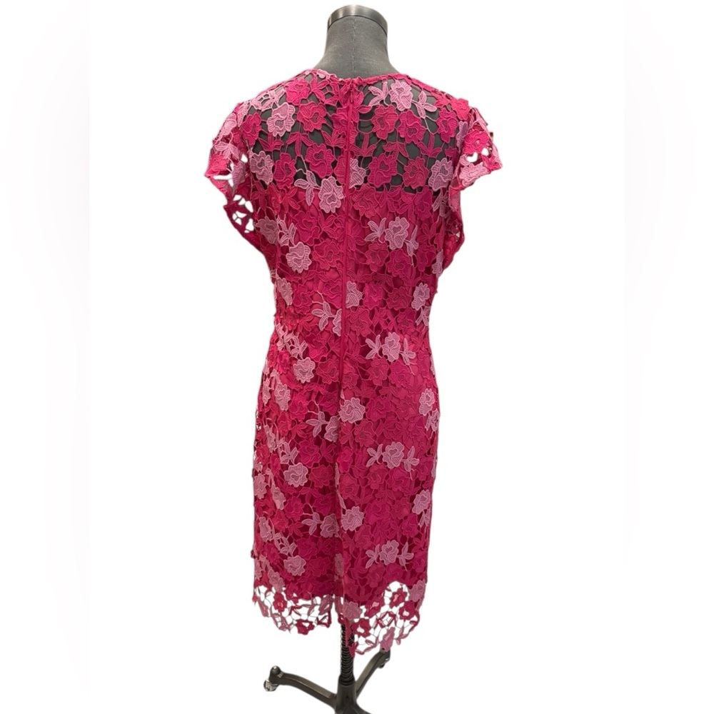 Shoshanna Rachel Floral Lace Midi Dress Magenta Rose 12 - Picture 8 of 14